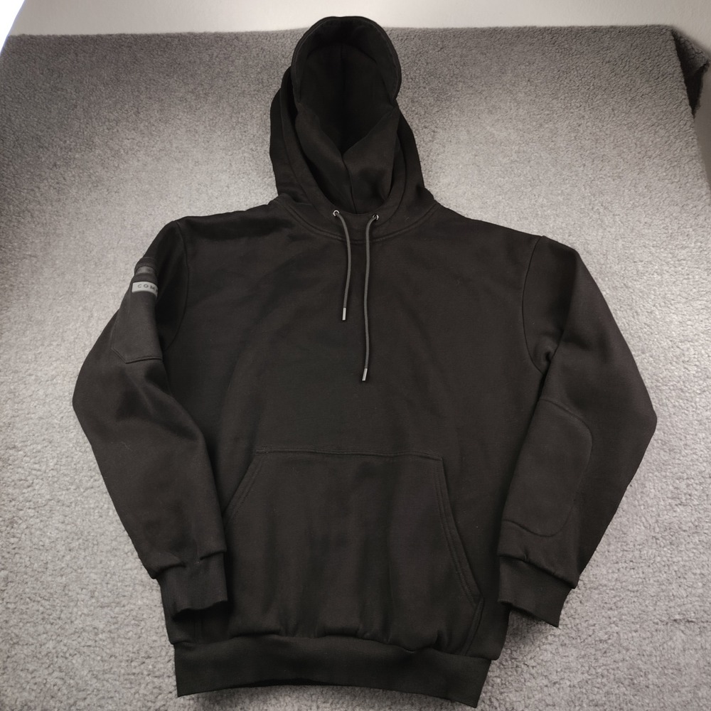Comfrt Airplane Mode Travel Hoodie Black Fleece Pullover Mens Small Sleep Mask